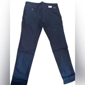 Massimo Dutti Mens Navy Blue Chino Pants Slim Fit Cotton Trousers Size 34